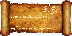 Bogdanu Zsadány névjegykártya